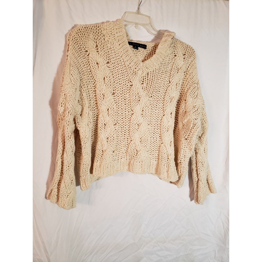 Women's Hyfive Cropped Cream Hooded Sweater Size S